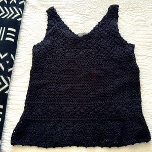 Black Crochet Sleeveless Top